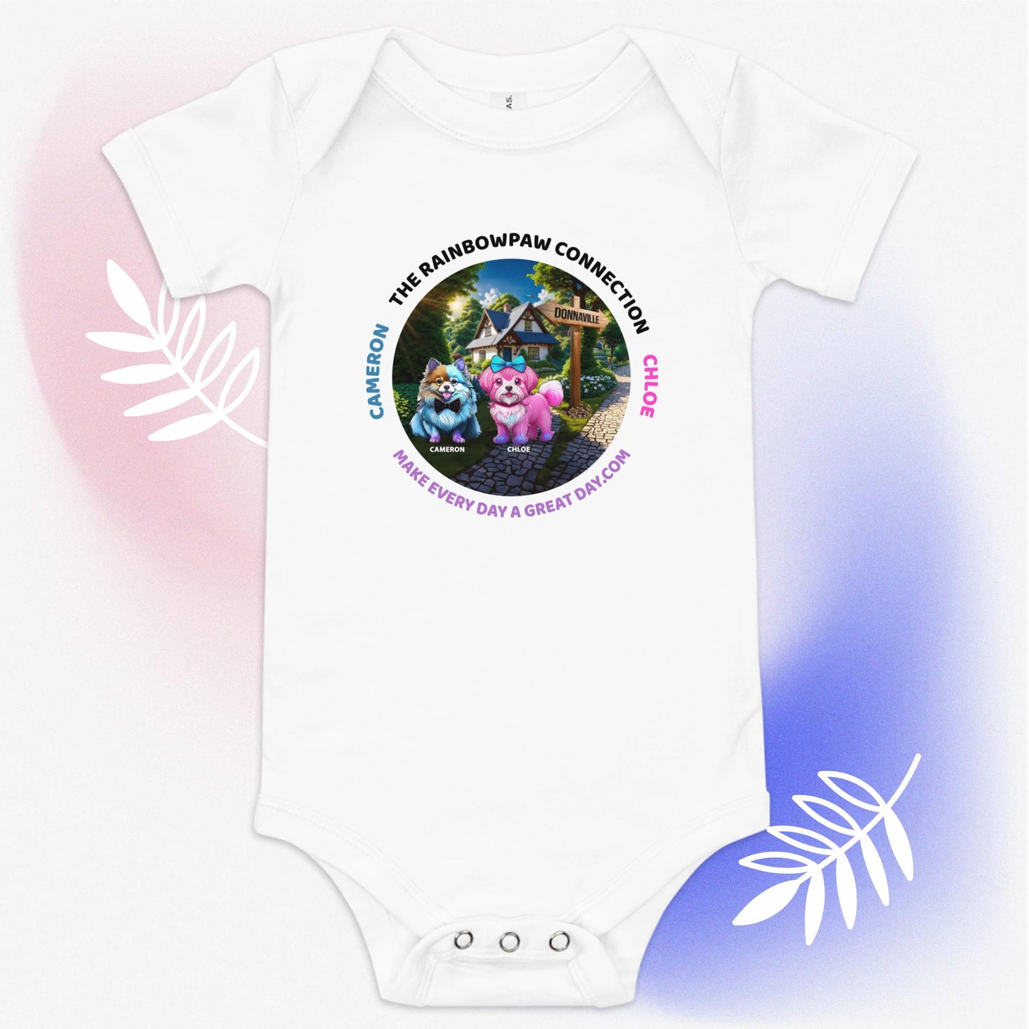 Baby GIRLS short sleeve one piece - Giggles & Grins: Be Bold & Kind with Cameron and Chloe in DonnaVille Baby Onesie!