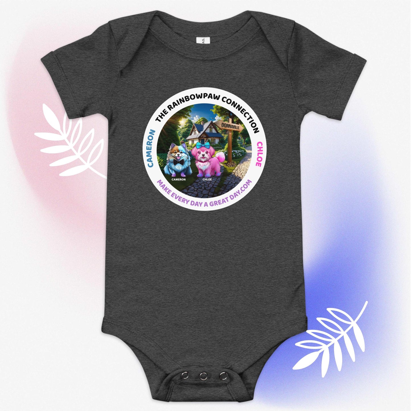 Baby BOYS short sleeve one piece - Giggles & Grins: Be Bold & Kind with Cameron and Chloe in DonnaVille Baby Onesie!